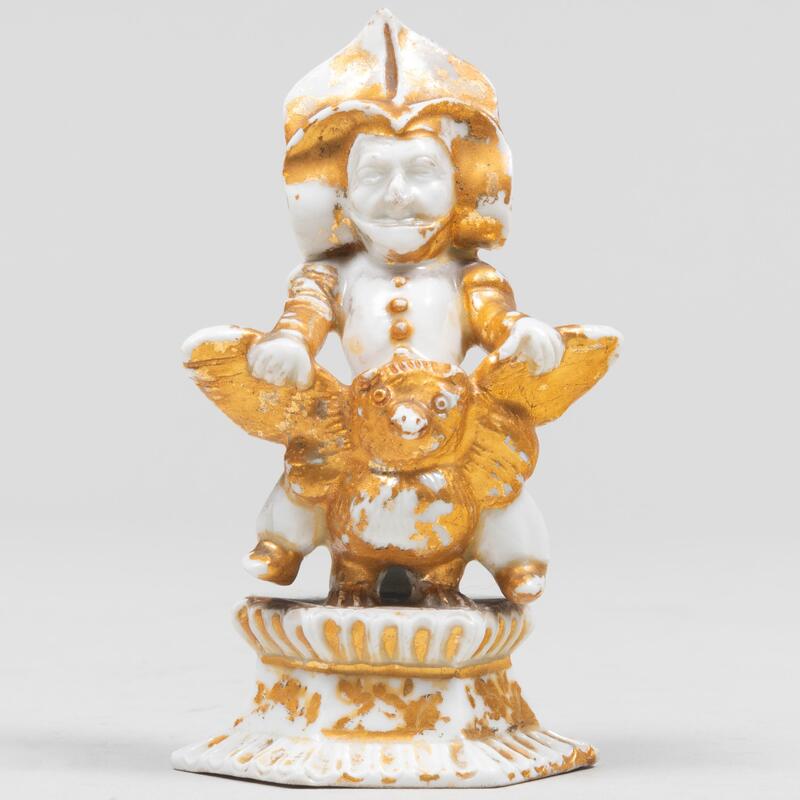 Appraisal: Early Meissen Gilt-Decorated Porcelain Figure of a Dwarf After Jacques