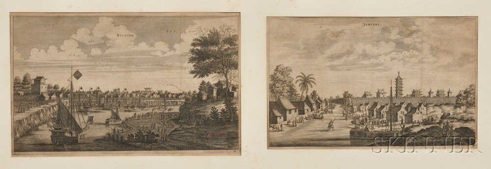 Appraisal: Continental School th Century Six Engravings of Chinese Harbors Unsigned