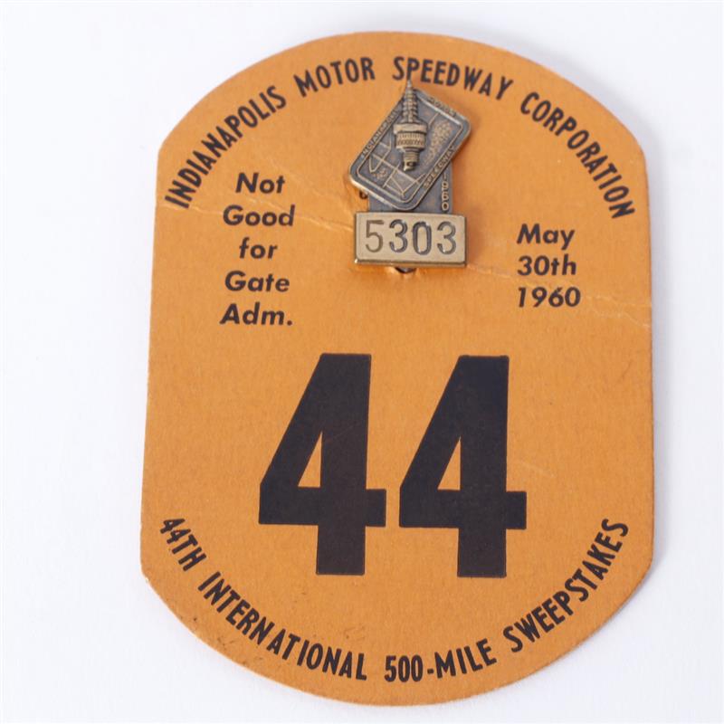 Appraisal: Indianapolis Motor Speedway bronze Pit Pass back-up card H x