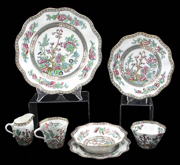 Appraisal: A Coalport 'Indian Tree' part dinner service comprising twelve in