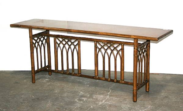 Appraisal: A Contemporary faux bamboo sofa table McGuire height in width