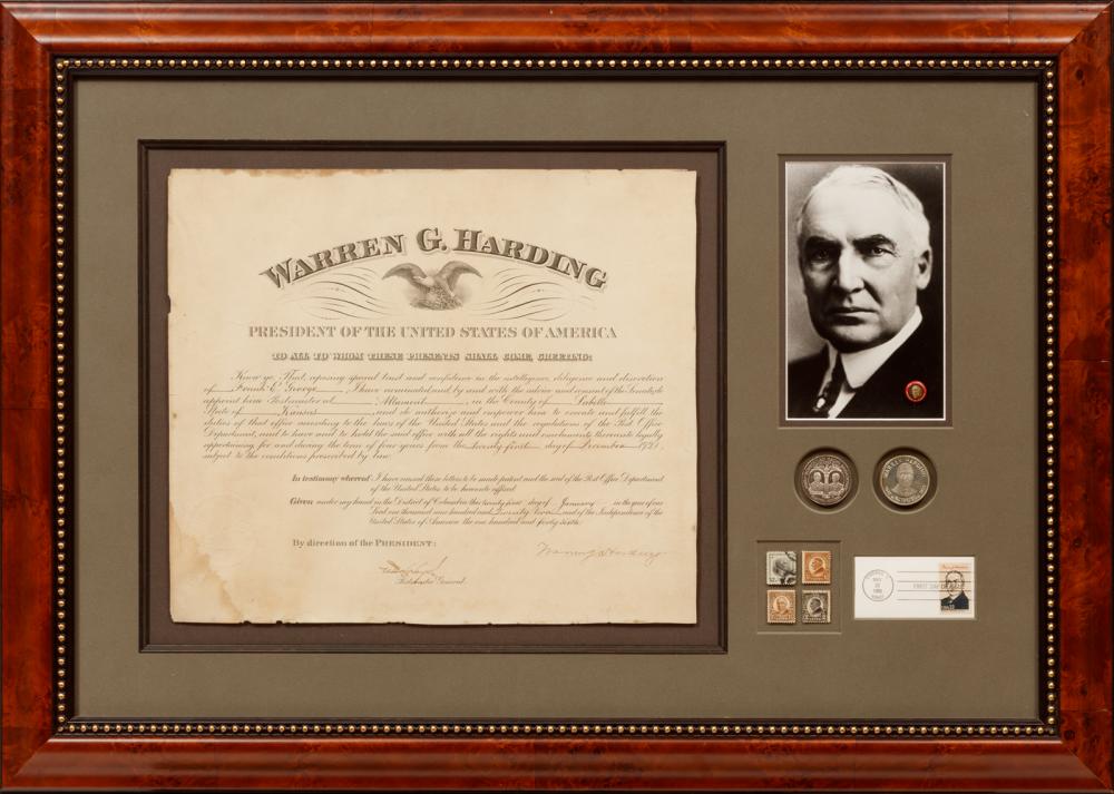 Appraisal: Warren G Harding th US President - shadowbox presentation partially