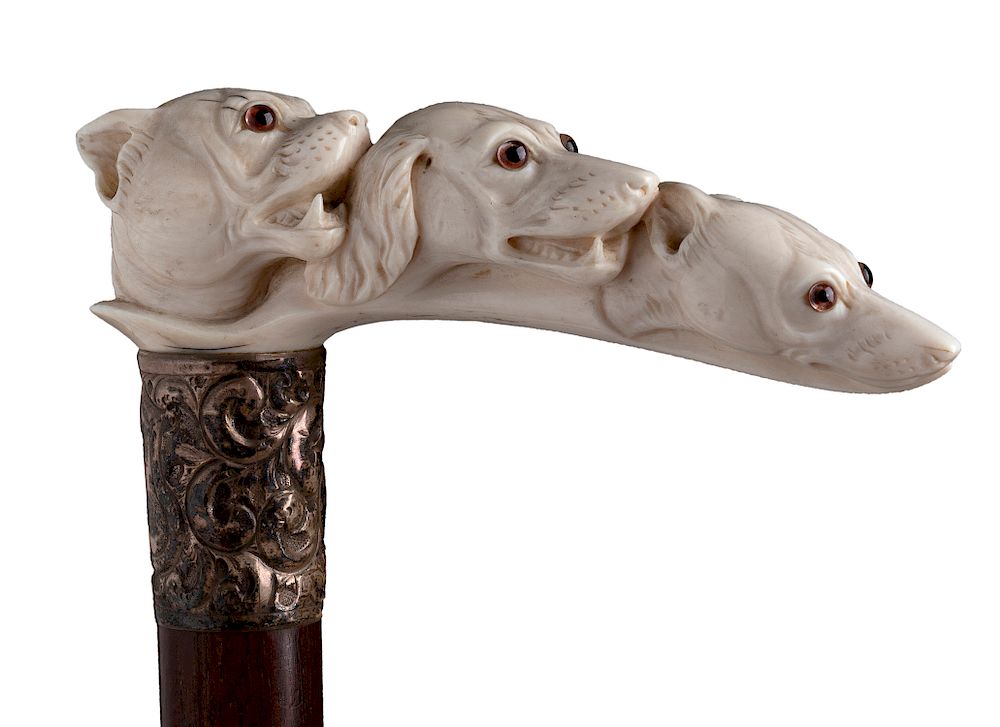 Appraisal: Antique ivory mounted walking stick cane - Birmingham late th