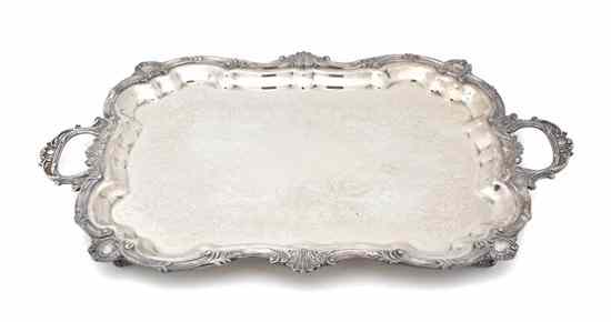 Appraisal: An American Silver Plate Serving Tray having scalloped edge decoration