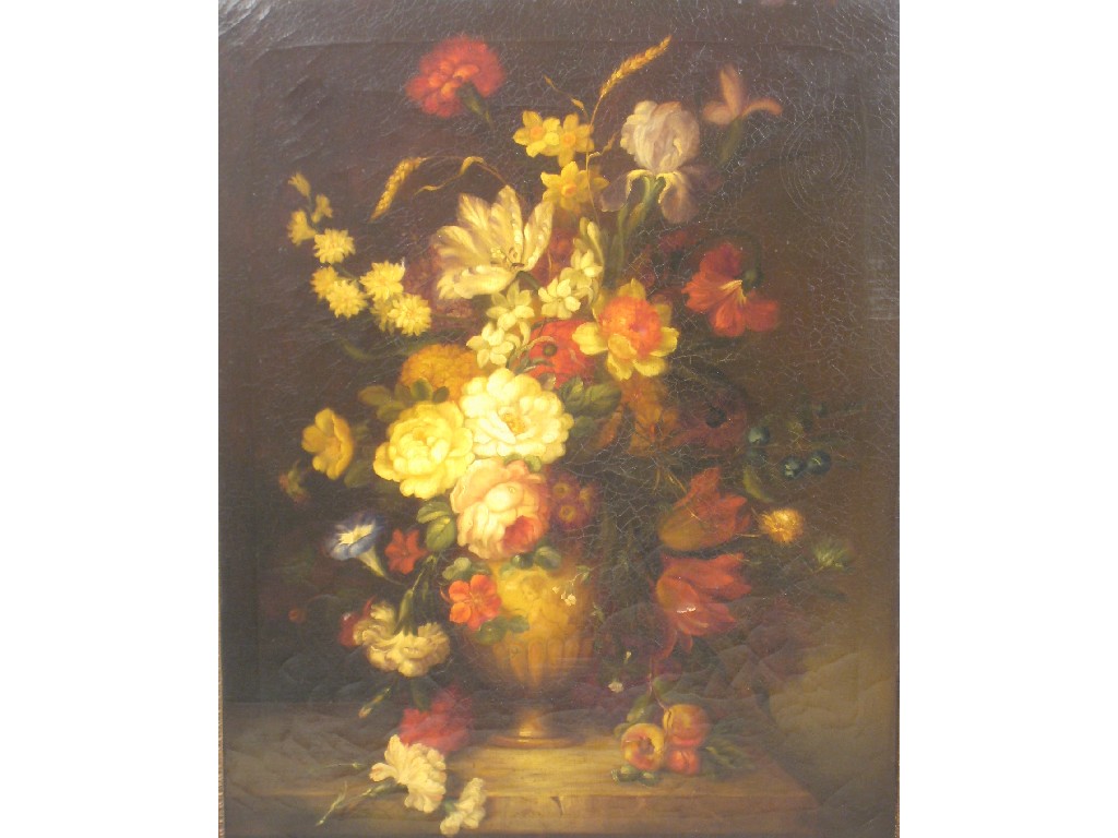 Appraisal: CONTINENTAL SCHOOL A Still Life of mixed Flowers in a