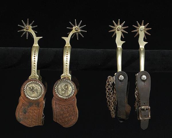 Appraisal: A lot of two pair of German silver spurs by