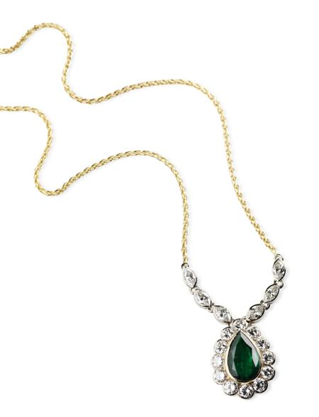 Appraisal: An ct gold mounted emerald and diamond set necklace collet