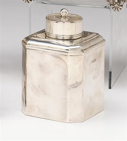 Appraisal: Edwardian sterling silver tea caddy london Retailed by Goldsmiths Silversmiths