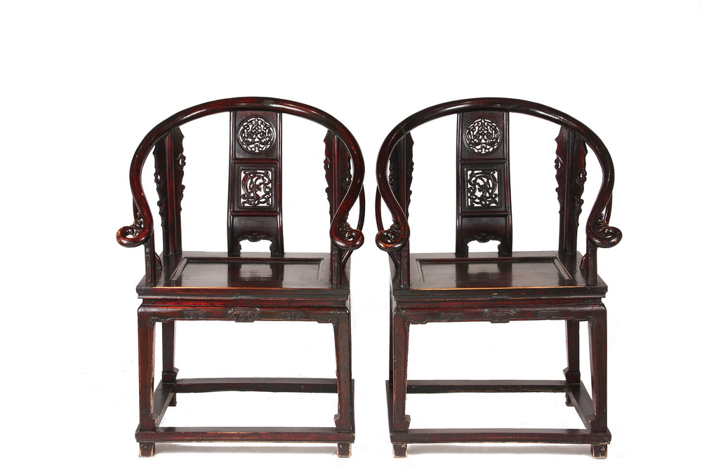 Appraisal: PR OF CHINESE ARMCHAIRS A pair of th c Chinese