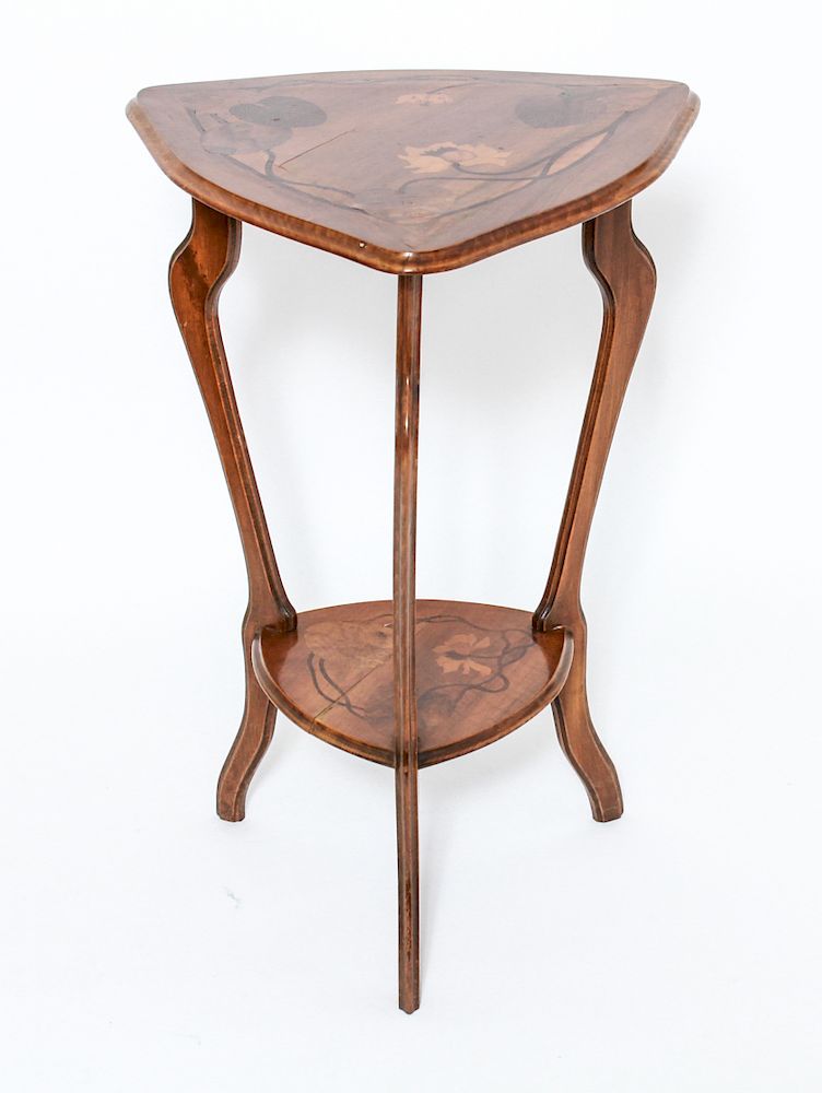 Appraisal: Paul Guth Art Nouveau Marquetry Tripod Table Paul Guth Art