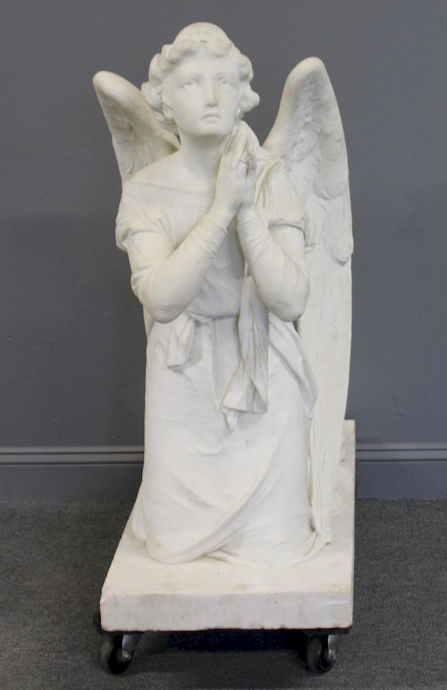 Appraisal: Large And Impressive Italian Carved Marble Saint From a CT