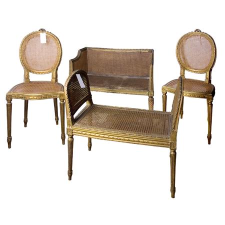 Appraisal: Group of Louis XVI Style Painted Caned Seat Furniture Estimate