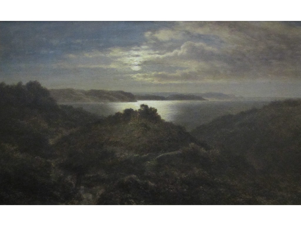 Appraisal: ARTHUR GILBERT - MOONLIT COAST CARMARTHEN BAY Oil on canvas