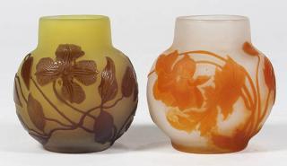 Appraisal: lot of Galle cameo glass vases each having a bulbous