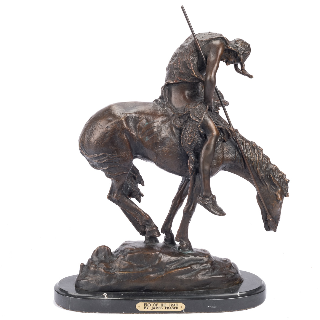 Appraisal: After James Fraser End of the Trail bronze mounted on