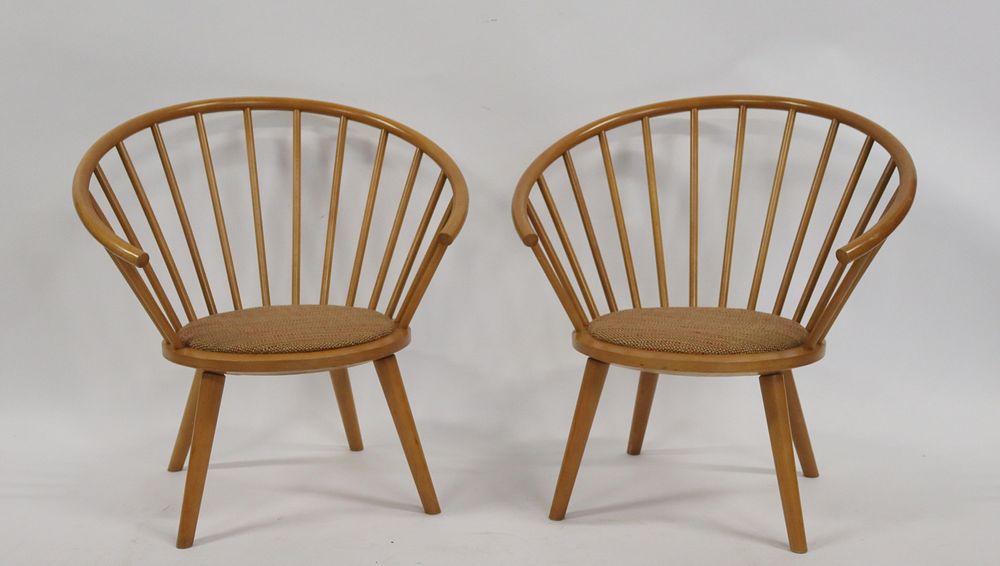 Appraisal: AKITAMOKKO Signed Pair Of Fan Back Chairs Possibly Isamu Kenmochi