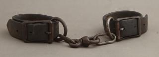 Appraisal: Pair of Leather and Iron Leg Shackles th c po