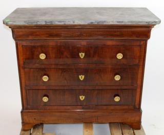 Appraisal: French Louis Philippe walnut commode with marble top French Louis