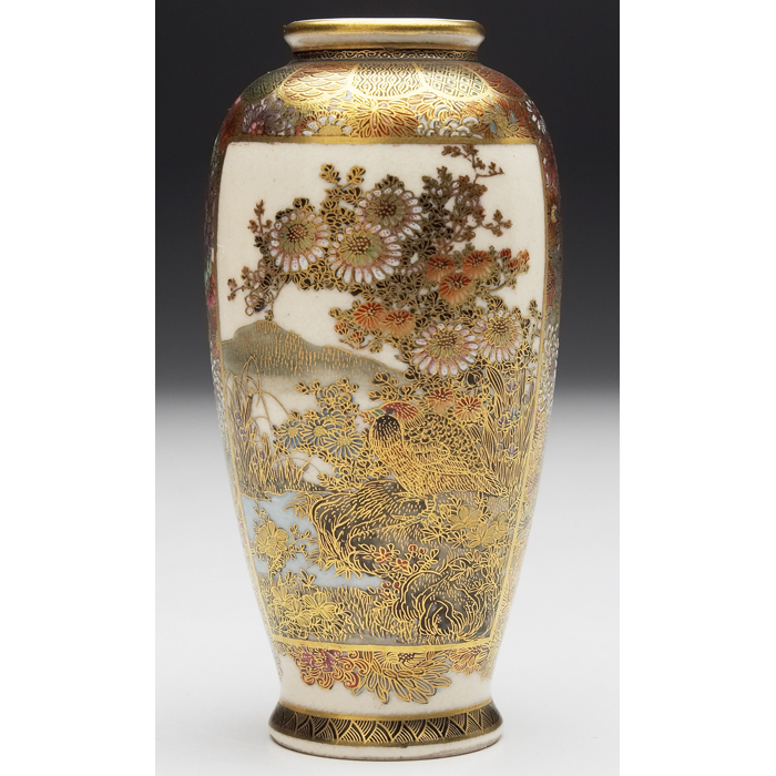 Appraisal: Satsuma vase Meiji period classic shape with an intricately painted