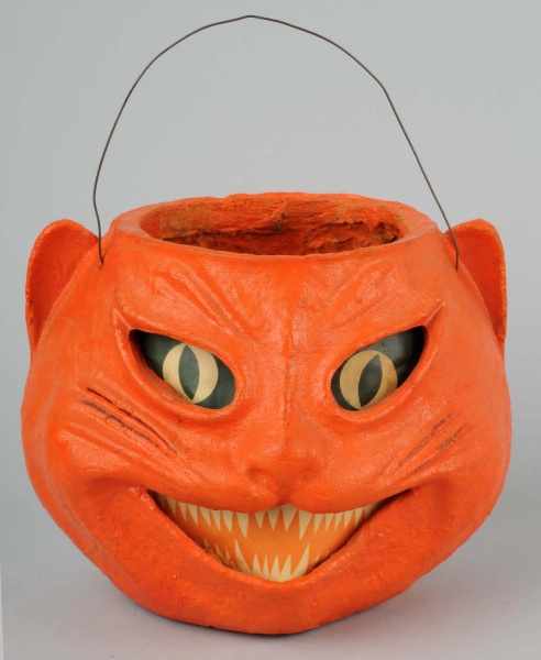 Appraisal: American Pulp Siamese Orange Cat Jack-O-Lantern Description Original paper inserts