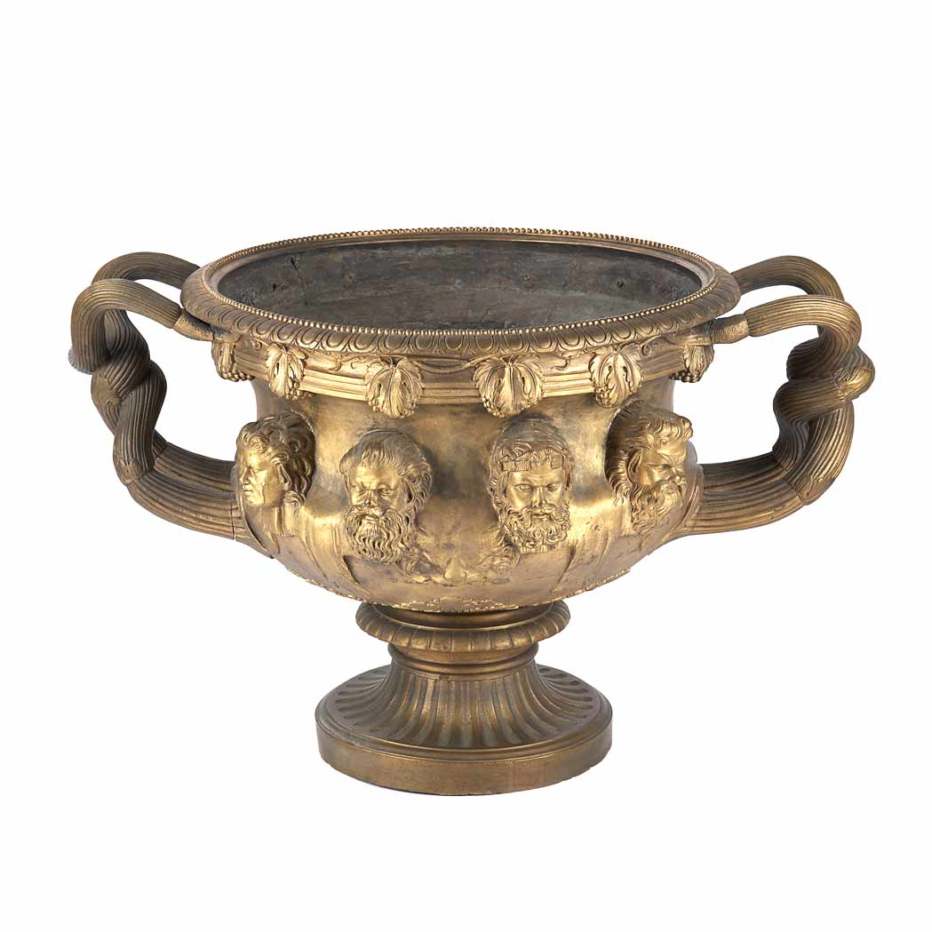 Appraisal: Neoclassical Style Gilt-Bronze Warwick Vase After the Antique Cast with