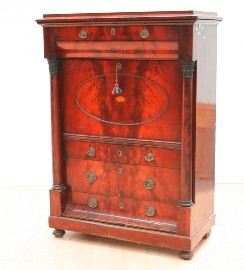 Appraisal: An Edwardian flame mahogany veneered secretaire a abbatant the ogee