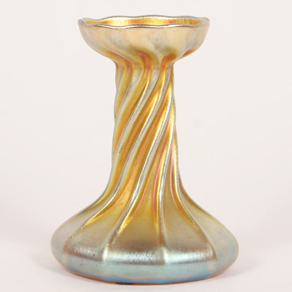 Appraisal: L C Tiffany gold Favrile twisted art glass lamp base