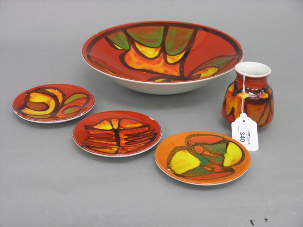 Appraisal: A Poole Pottery fruit dish Delphis range in a similar