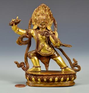 Appraisal: Gilt Bronze Sculpture Vajrapani Asian possibly Tibetan sculpture of the