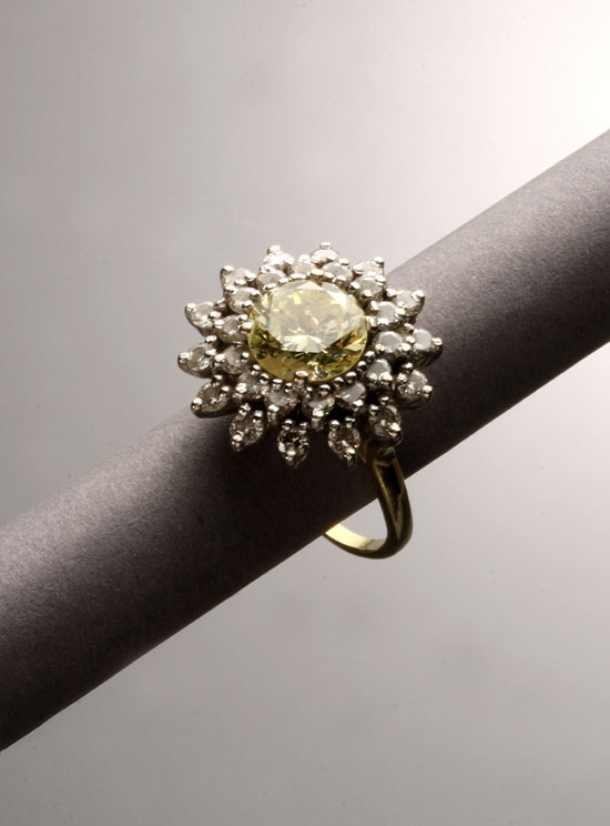 Appraisal: Yellow-Gold Fancy Intense Yellow Diamond and Diamond Ring Set with