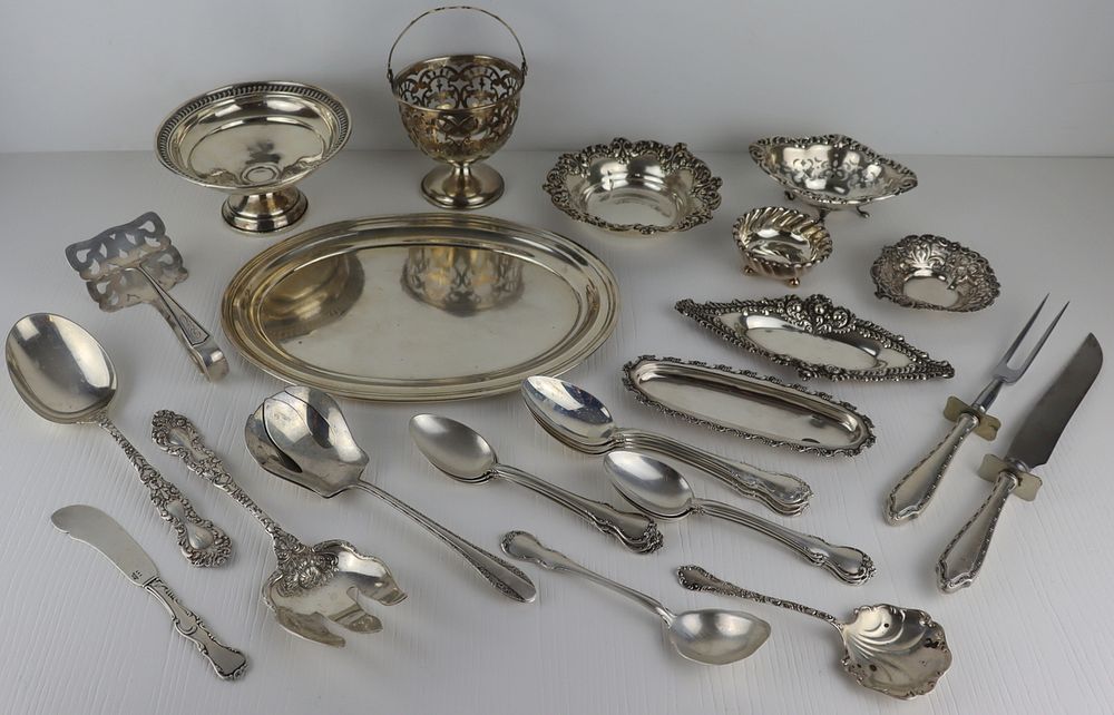 Appraisal: STERLING Assorted Sterling Hollow Ware and Flatware Includes an oval