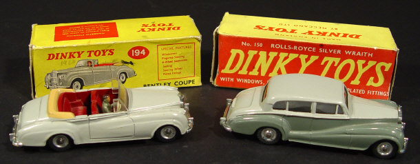 Appraisal: Two boxed Dinky toys Bentley coup and Rolls Royce Silver