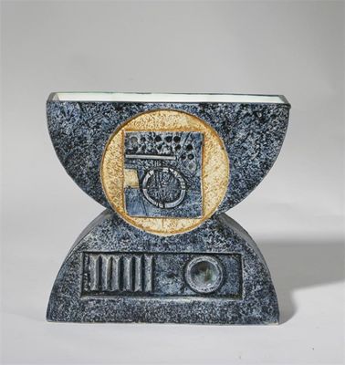 Appraisal: A Troika Pottery Anvil vase modelled in low relief with