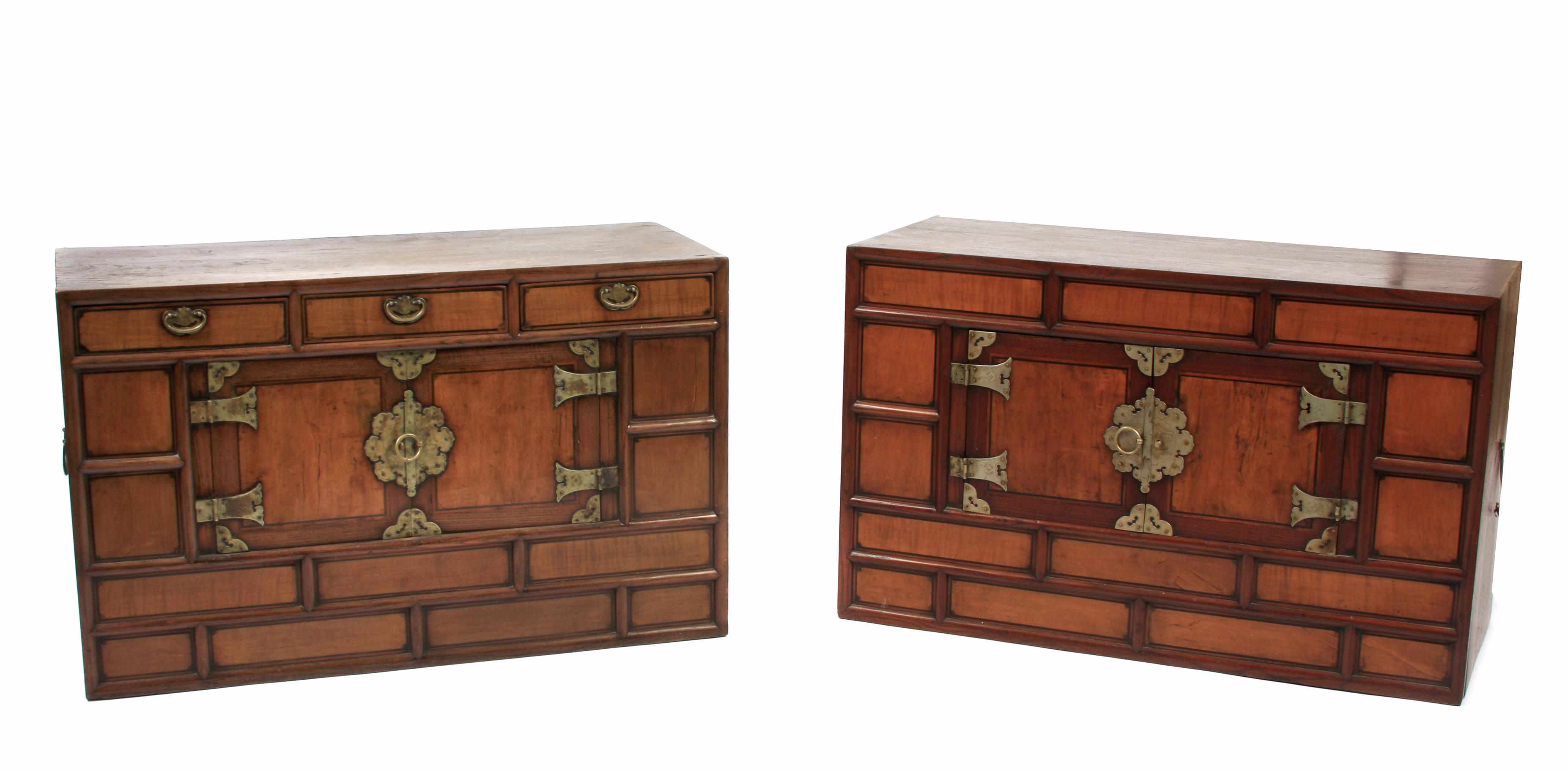 Appraisal: A pair of Asian carved hardwood cabinets height in width