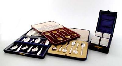 Appraisal: A cased set of six modern coffee spoons another cased