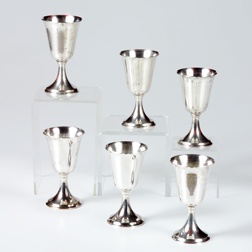 Appraisal: Walter Meyer sterling goblets set of six Stamped sterling tall