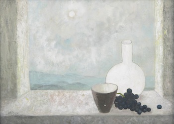 Appraisal: Wray Manning American b Still life with full moon Oil