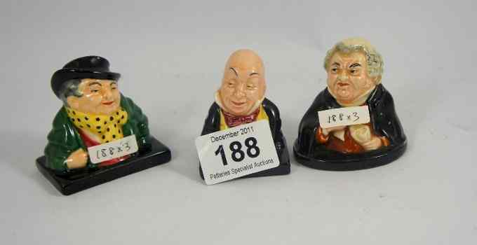 Appraisal: Royal Doulton Miniature Busts of Micawber Buzfuz and Tony Weller