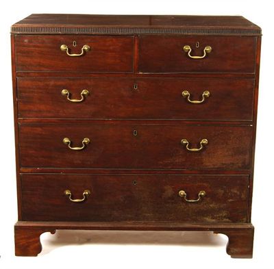 Appraisal: A George III mahogany chest the moulded edge top to