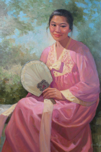 Appraisal: KAREN THAYER Santa Monica California born Oil on canvas Asian