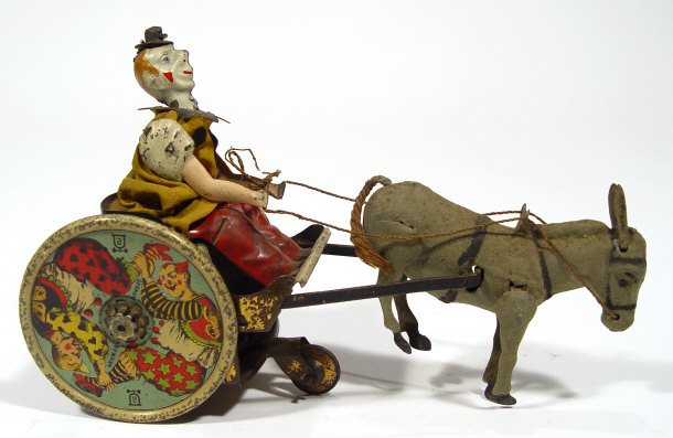 Appraisal: Lehmann tinplate clockwork toy 'A Balky Mule' the seated clown