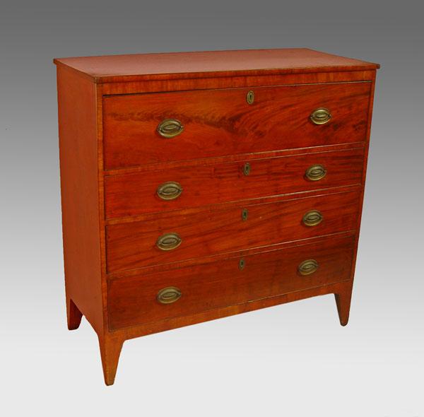 Appraisal: HEPPLEWHITE STRAIGHT FRONT CHEST OF DRAWERS Slightly overhanging top drawers