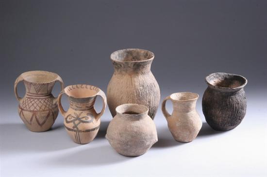 Appraisal: SIX CHINESE NEOLITHIC POTTERY VESSELS Machong phase Maijia Yao and