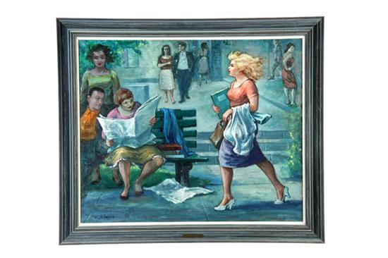 Appraisal: CAMPUS QUEEN BY CLYDE SINGER OHIO - Oil on canvas