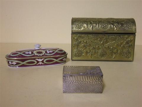 Appraisal: LOT OF THREE BOXES Comprising a gilt metal letter box