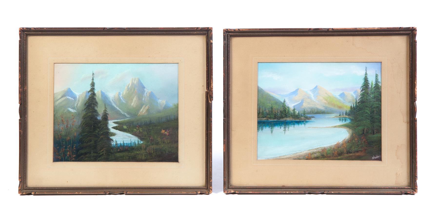 Appraisal: TWO WESTERN MOUNTAIN SCAPES SIGNED WOIDE American st half- th