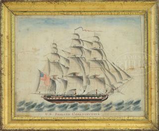 Appraisal: JAMES OSBORN American fl - WATERCOLOR OF THE US FRIGATE