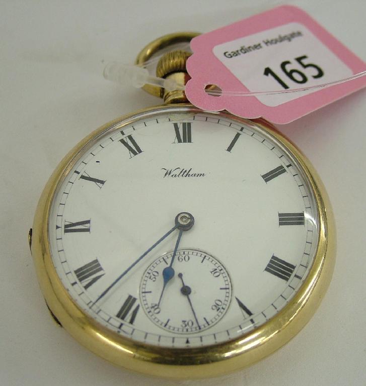 Appraisal: American Waltham Traveller ct lever pocket watch hallmarked Birmingham mm