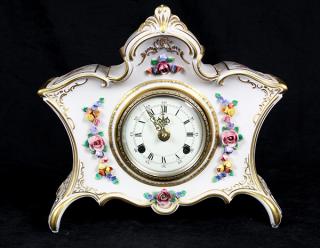 Appraisal: Dresden polychrome porcelain clock Dresden polychrome porcelain clock the case