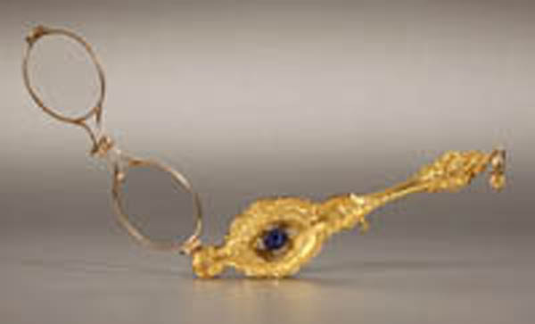 Appraisal: An antique sapphire and diamond lorgnette An antique sapphire and